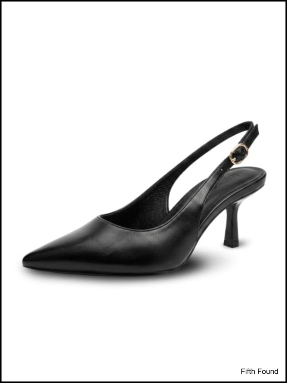 Faux Leather Slingback Kitten Heels Pointed Toe Pumps for Women